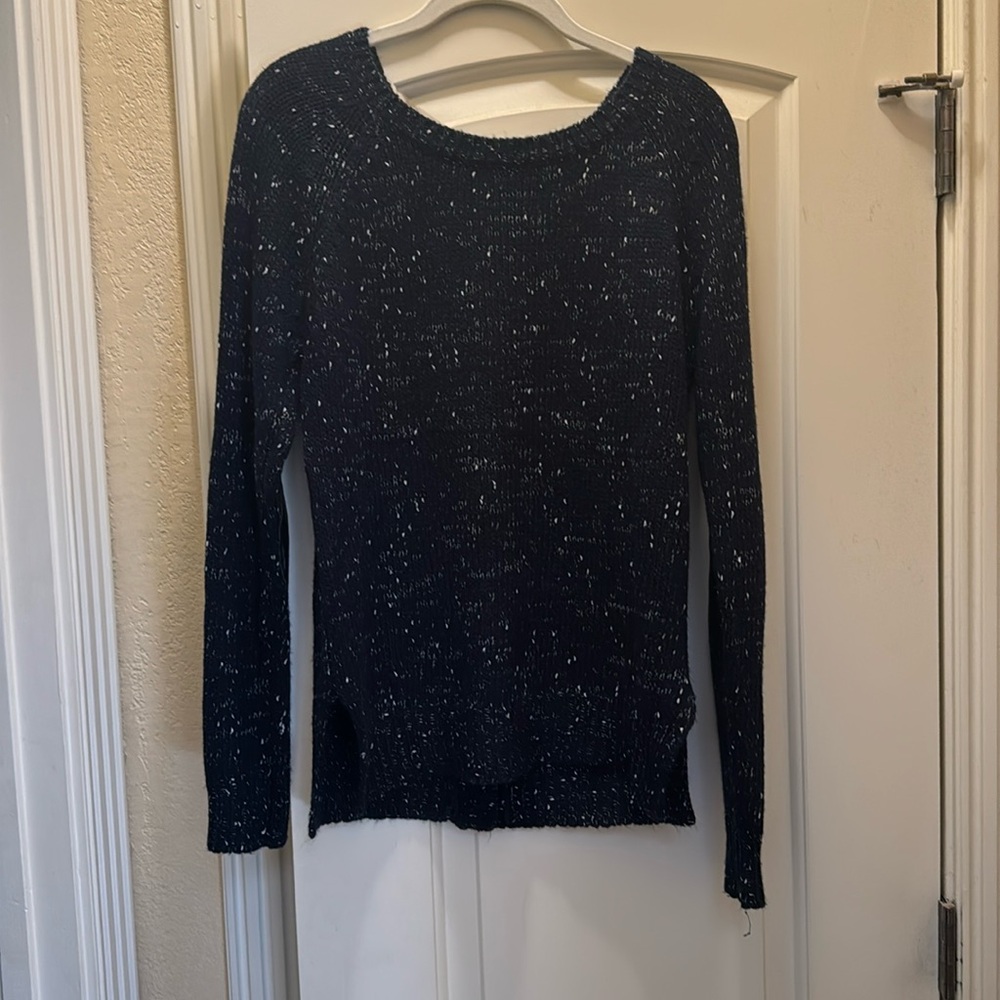 Navy Blue Sweater with faux leather elbow patches